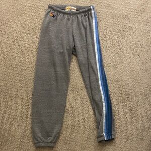 Grey Aviator Nation side stripe sweat pants